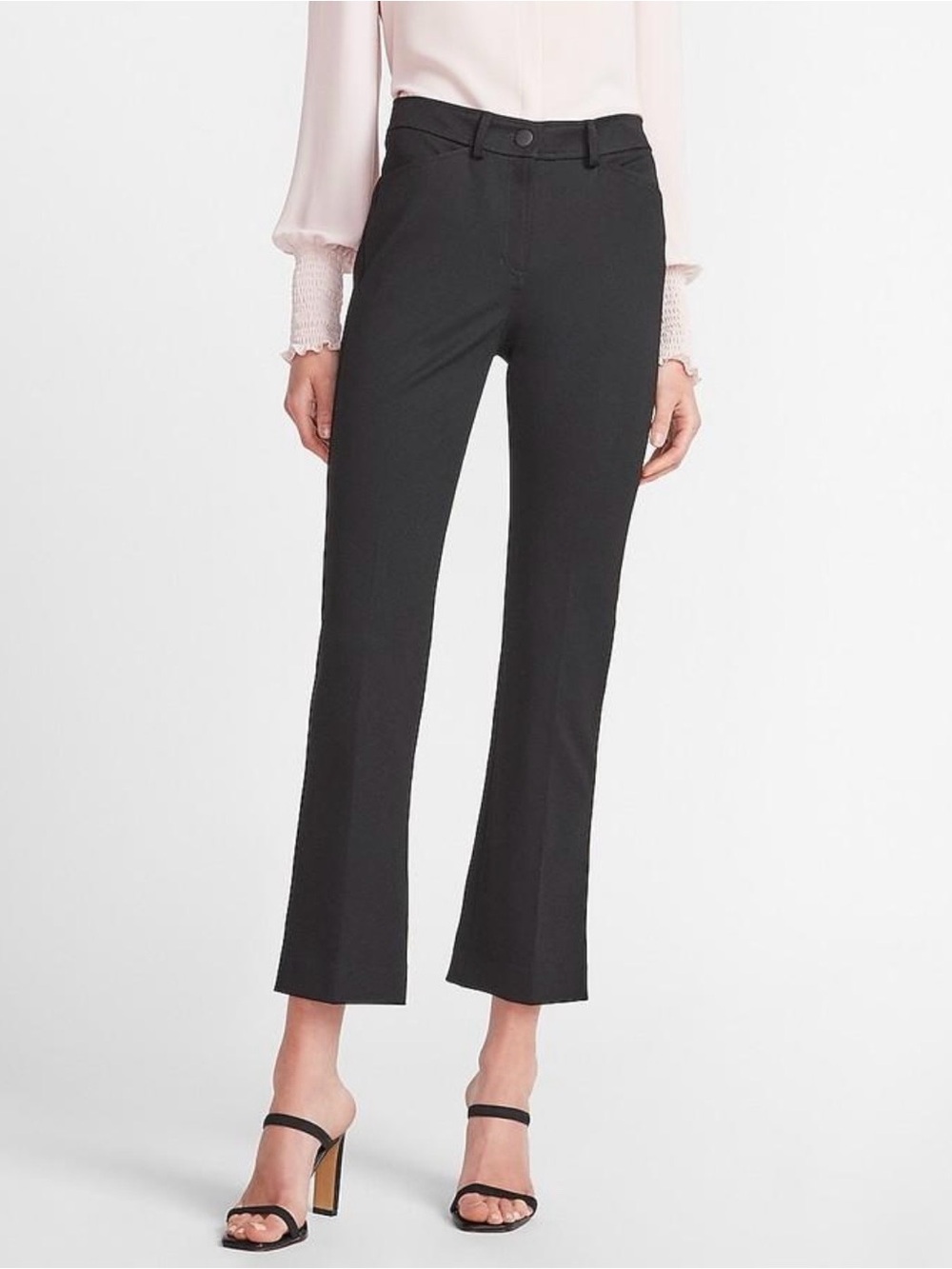 Express Editor Cropped Slim Flare High Rise Pants Black Size 12R